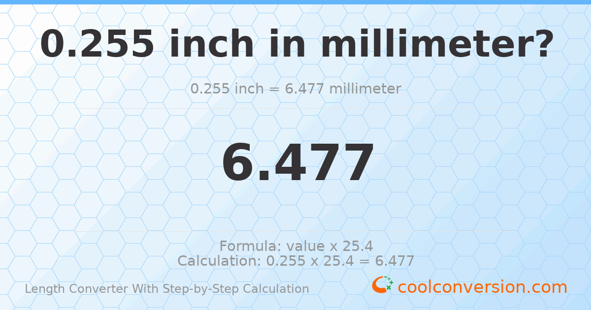 0.255 inches = 6.477 millimeters