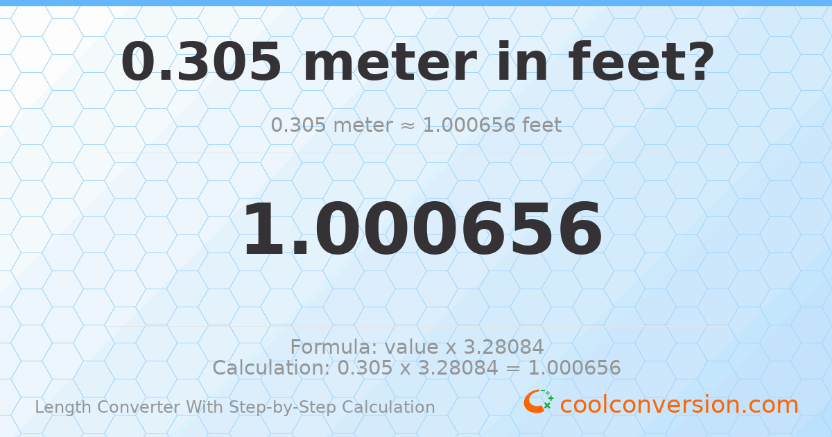 0.305 meters = 1.00066 foot