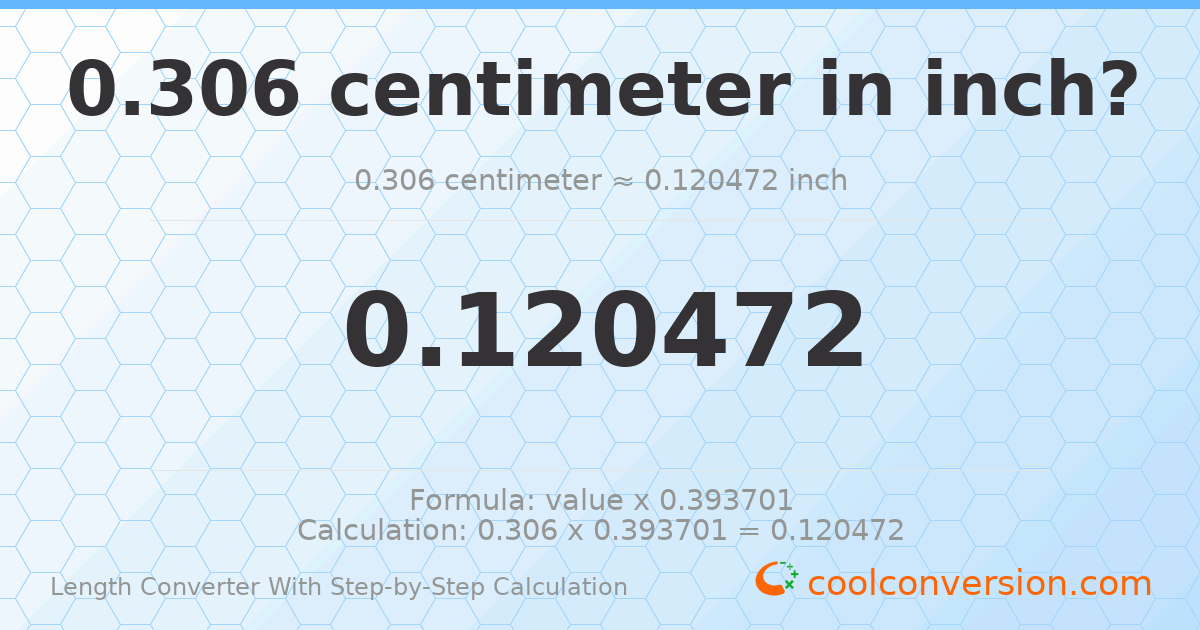 0.306 centimeters = 0.120472 inches