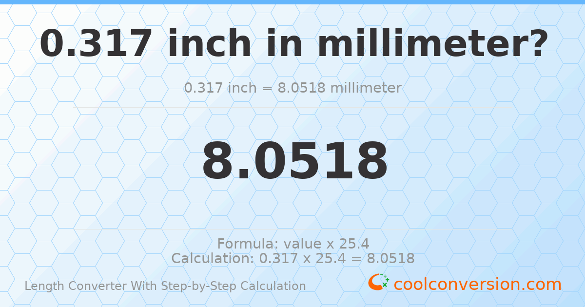 0.317 inches = 8.0518 millimeters
