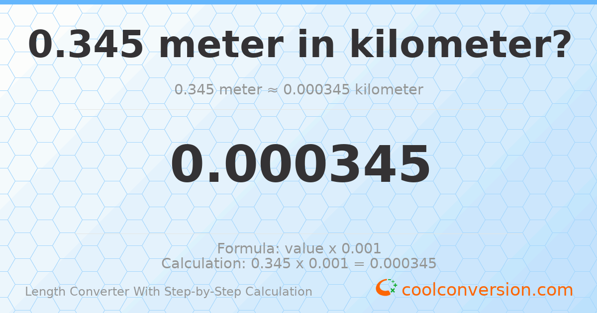 0.345 meters = 0.000345 kilometers