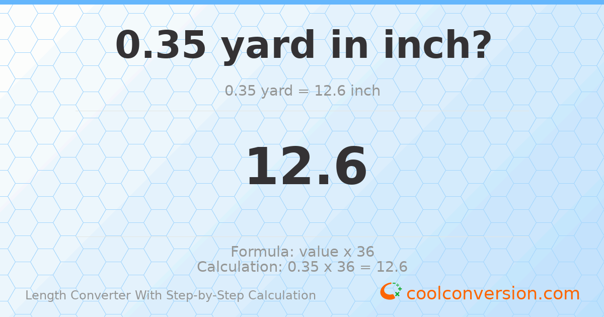0.35 yards = 12.6 inches