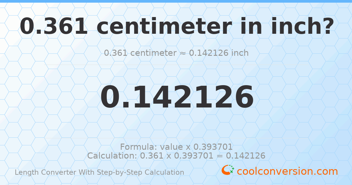 0.361 centimeters = 0.142126 inches