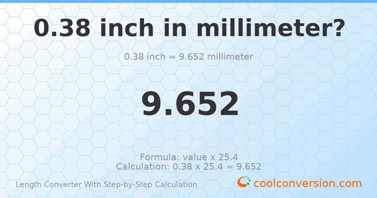0.38 inches = 9.652 millimeters