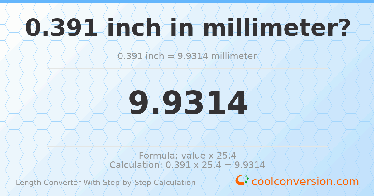 0.391 inches = 9.9314 millimeters