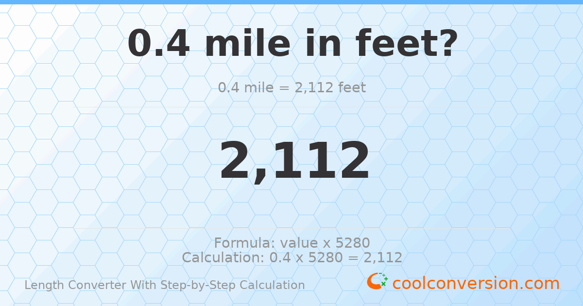 0.4 miles = 2112 feet