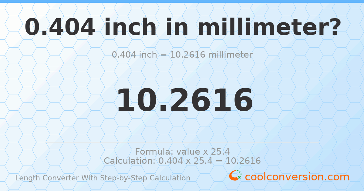 0.404 inches = 10.2616 millimeters