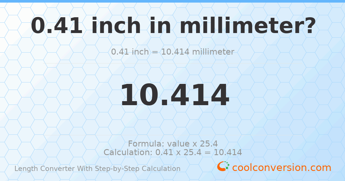 0.41 inches = 10.414 millimeters