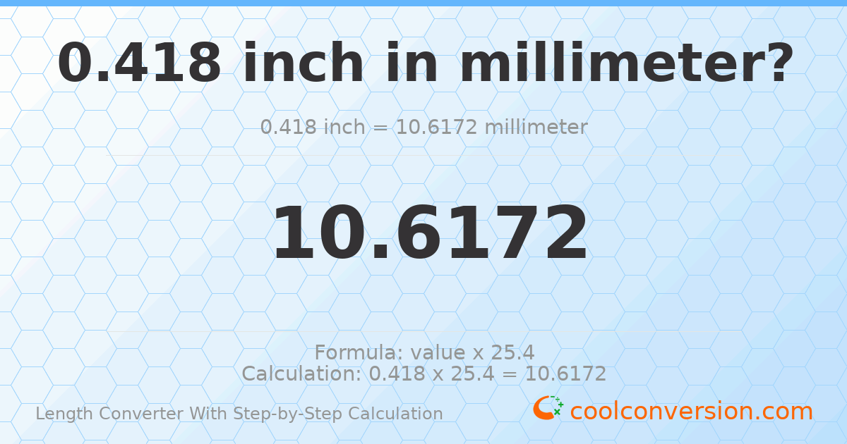0.418 inches = 10.6172 millimeters