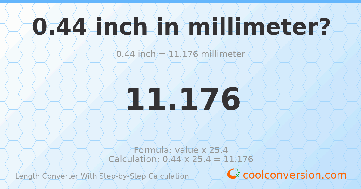 0.44 inches = 11.176 millimeters