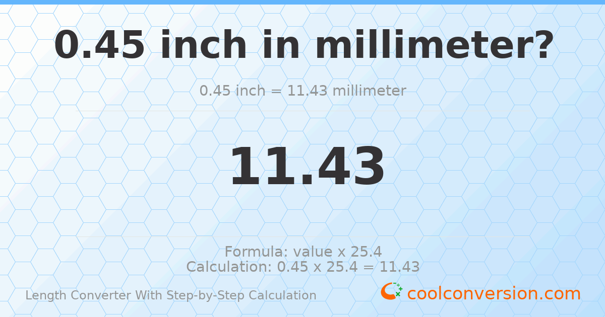 0.45 inches = 11.43 millimeters
