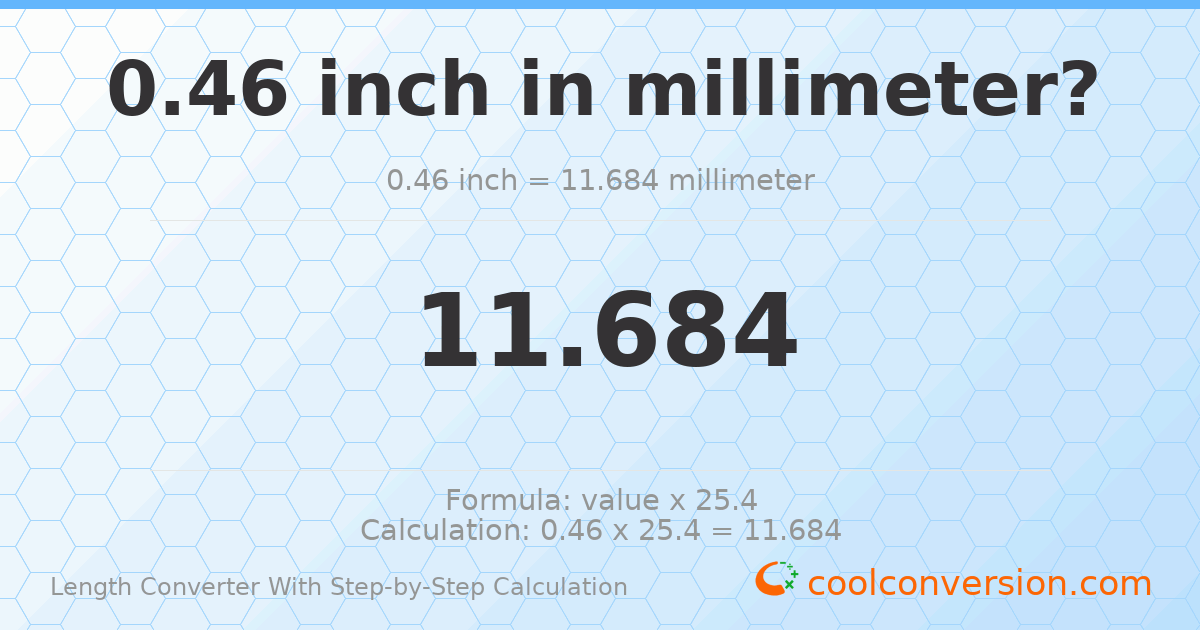 0.46 inches = 11.684 millimeters