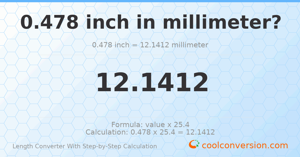 0.478 inches = 12.1412 millimeters