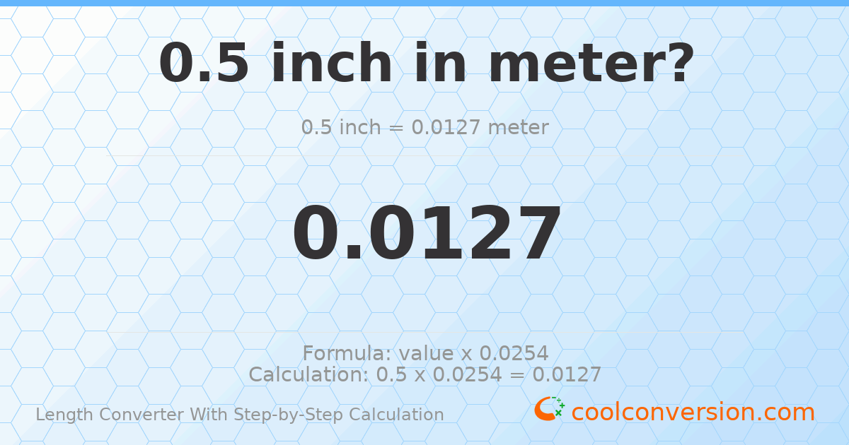 0.5 inches = 0.0127 meters