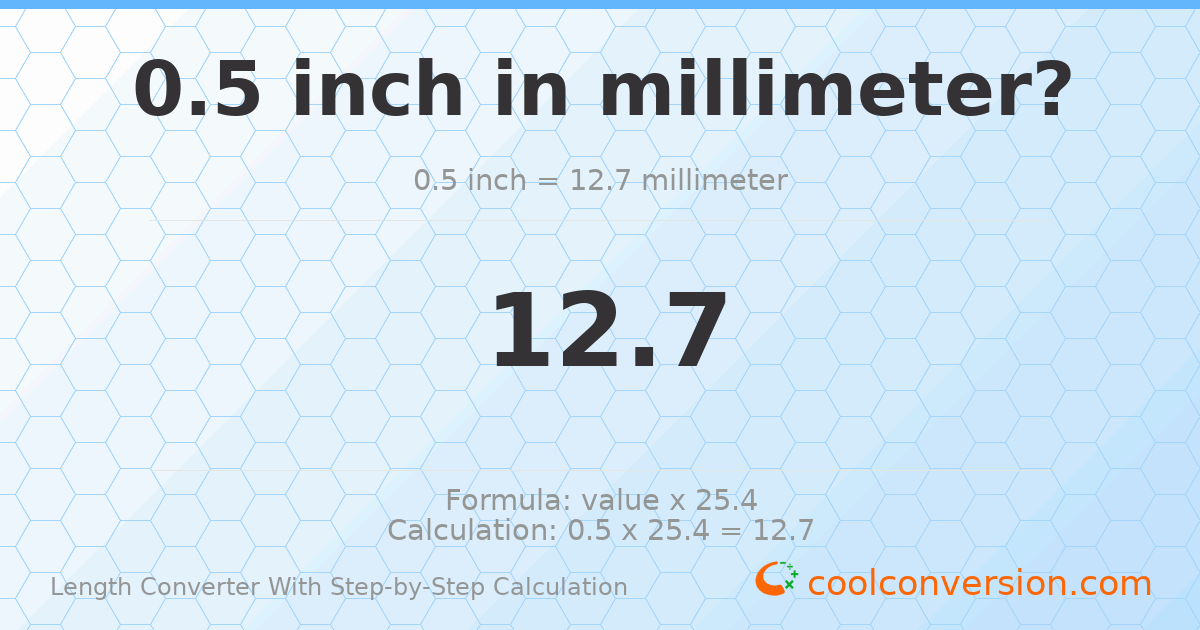 0.5 inches = 12.7 millimeters
