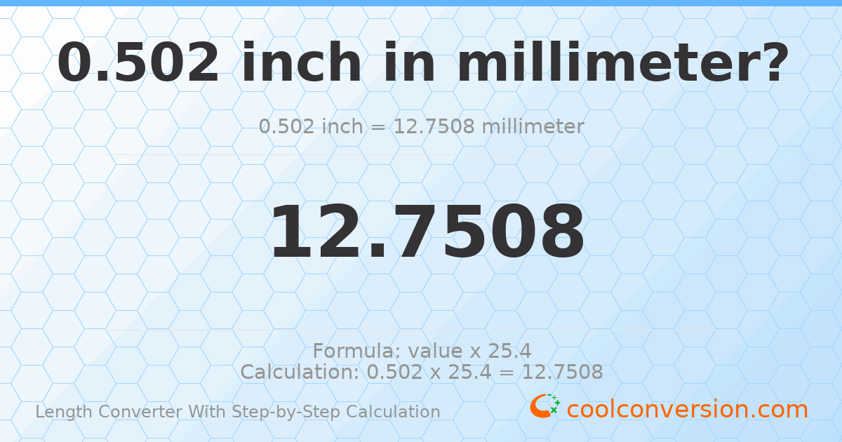 0.502 inches = 12.7508 millimeters