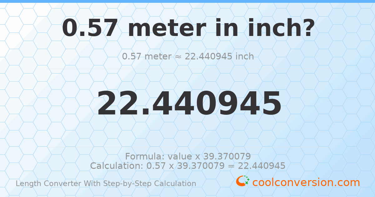 0.57 meters = 22.4409 inches