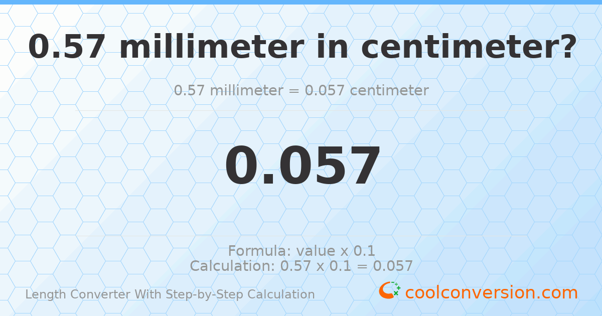 0.57 millimeters = 0.057 centimeters
