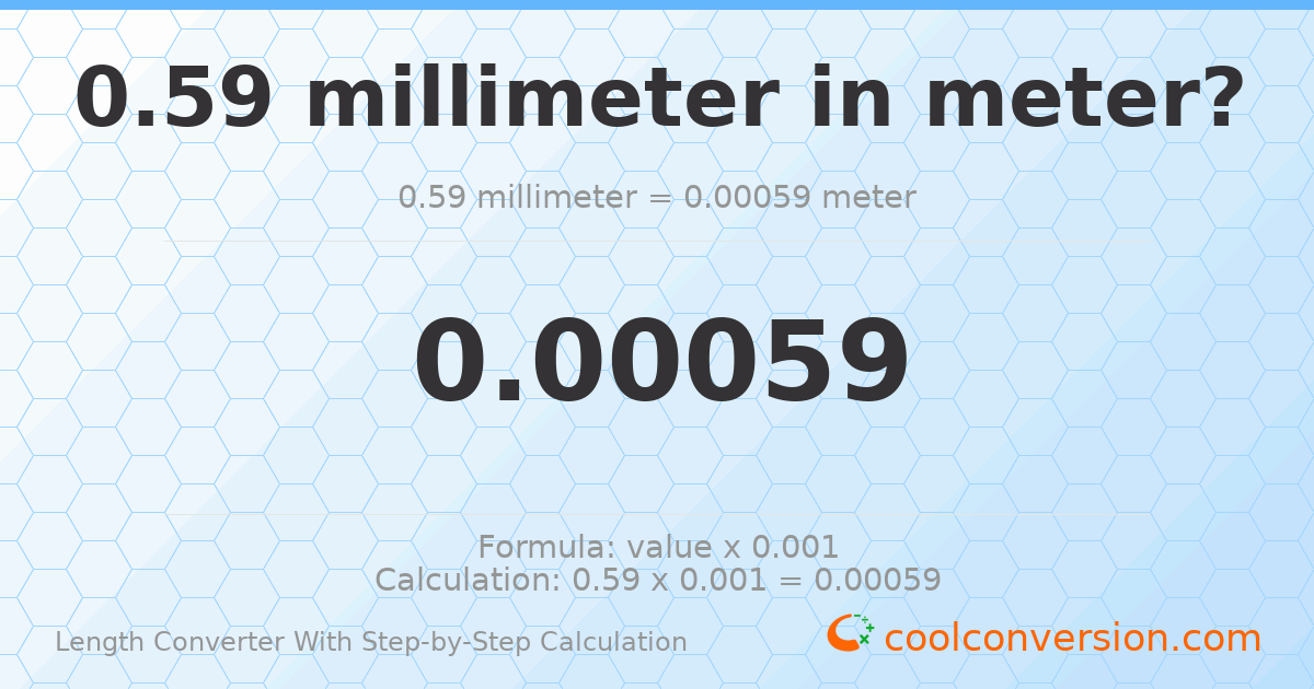 0.59 millimeters = 0.00059 meters