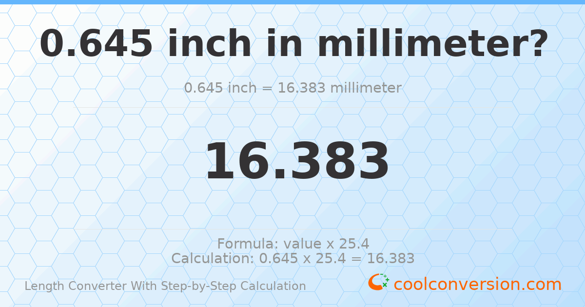 0.645 inches = 16.383 millimeters