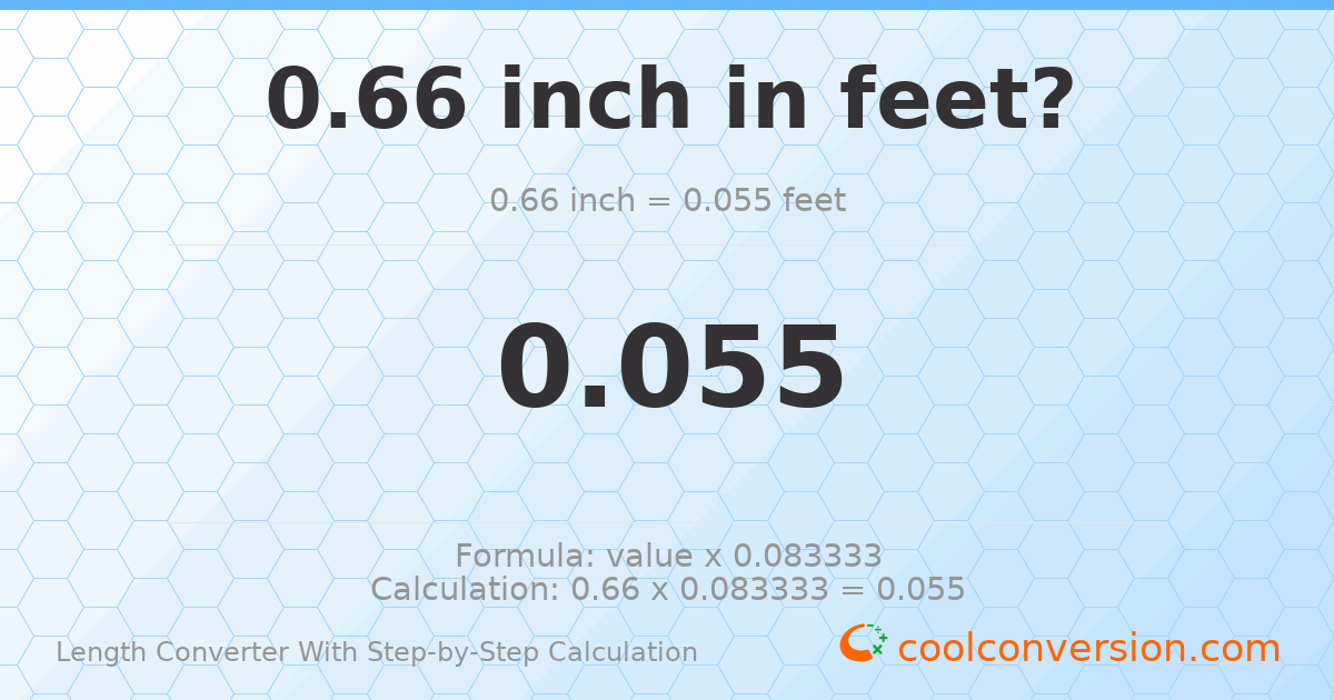 0.66 inches = 0.055 feet