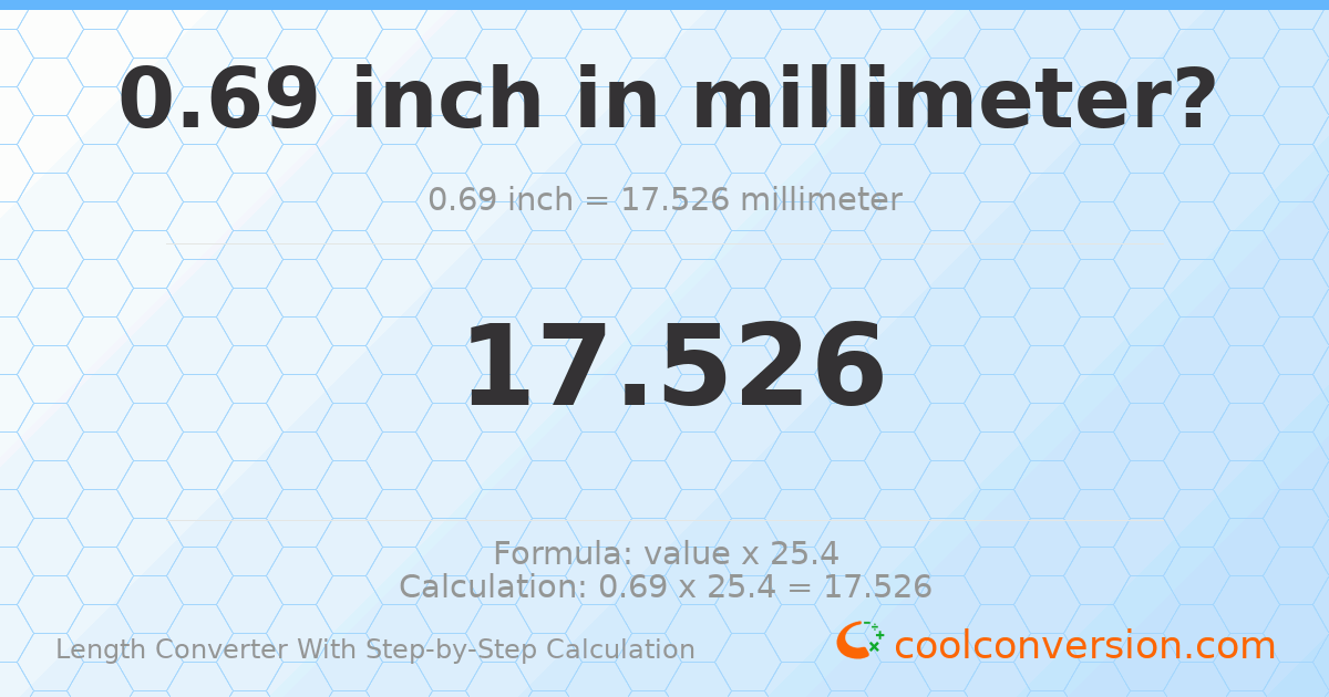 0.69 inches = 17.526 millimeters