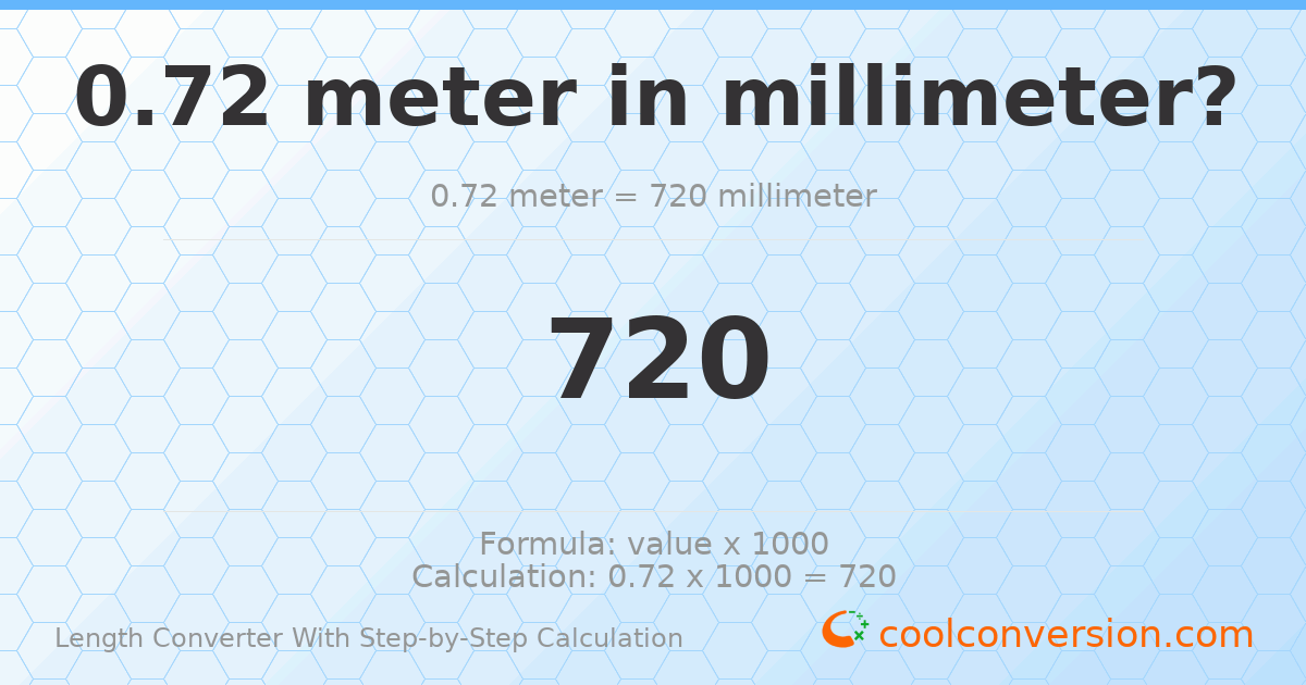 0.72 meters = 720 millimeters