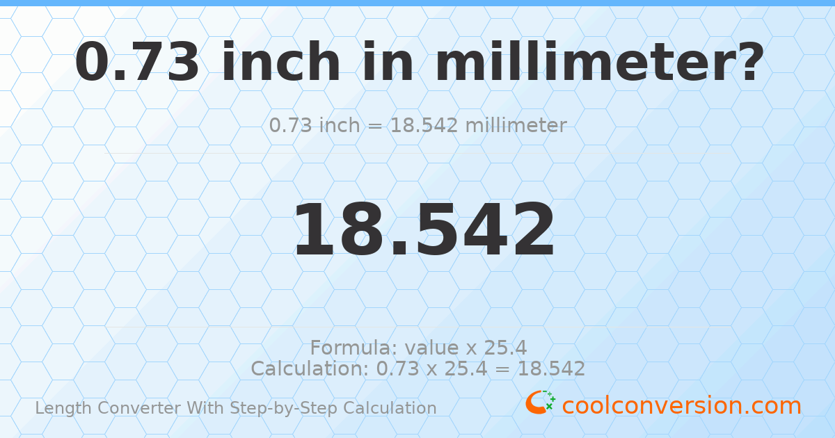 0.73 inches = 18.542 millimeters