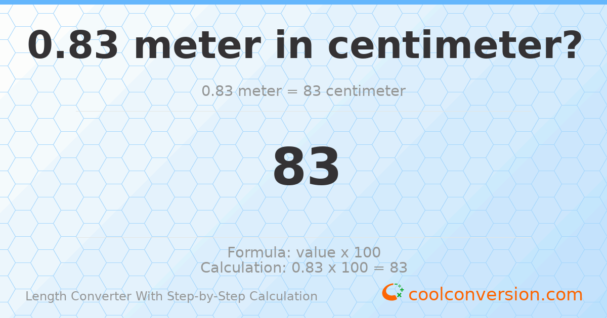 0.83 meters = 83 centimeters