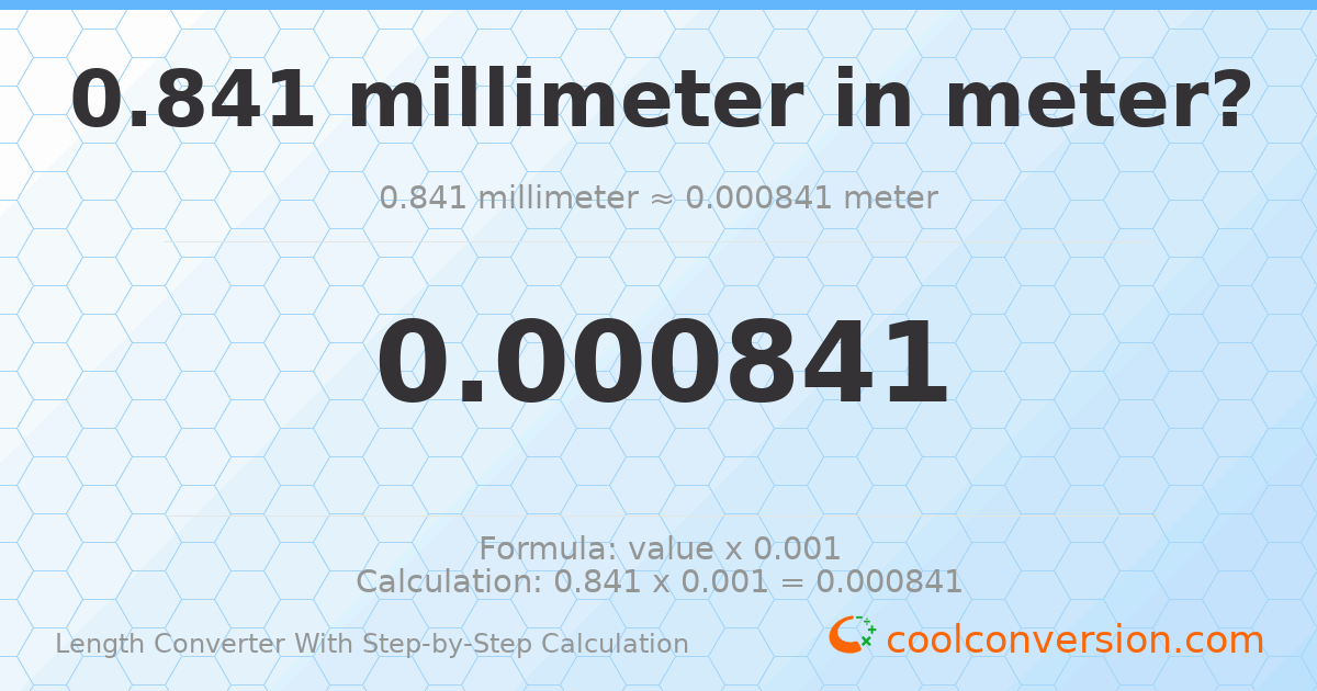 0.841 millimeters = 0.000841 meters