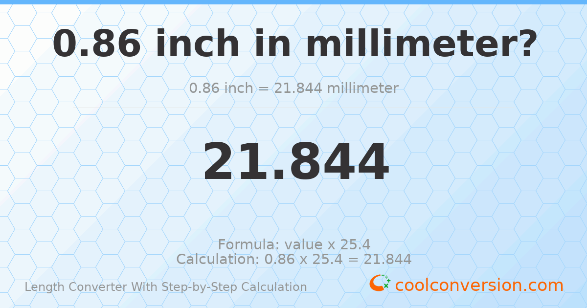 0.86 inches = 21.844 millimeters