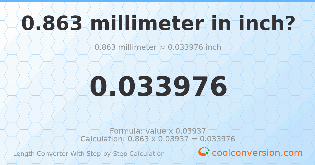 0.863 millimeters = 0.0339764 inches
