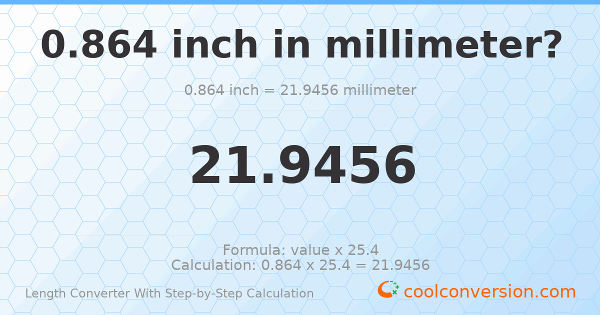 0.864 inches = 21.9456 millimeters