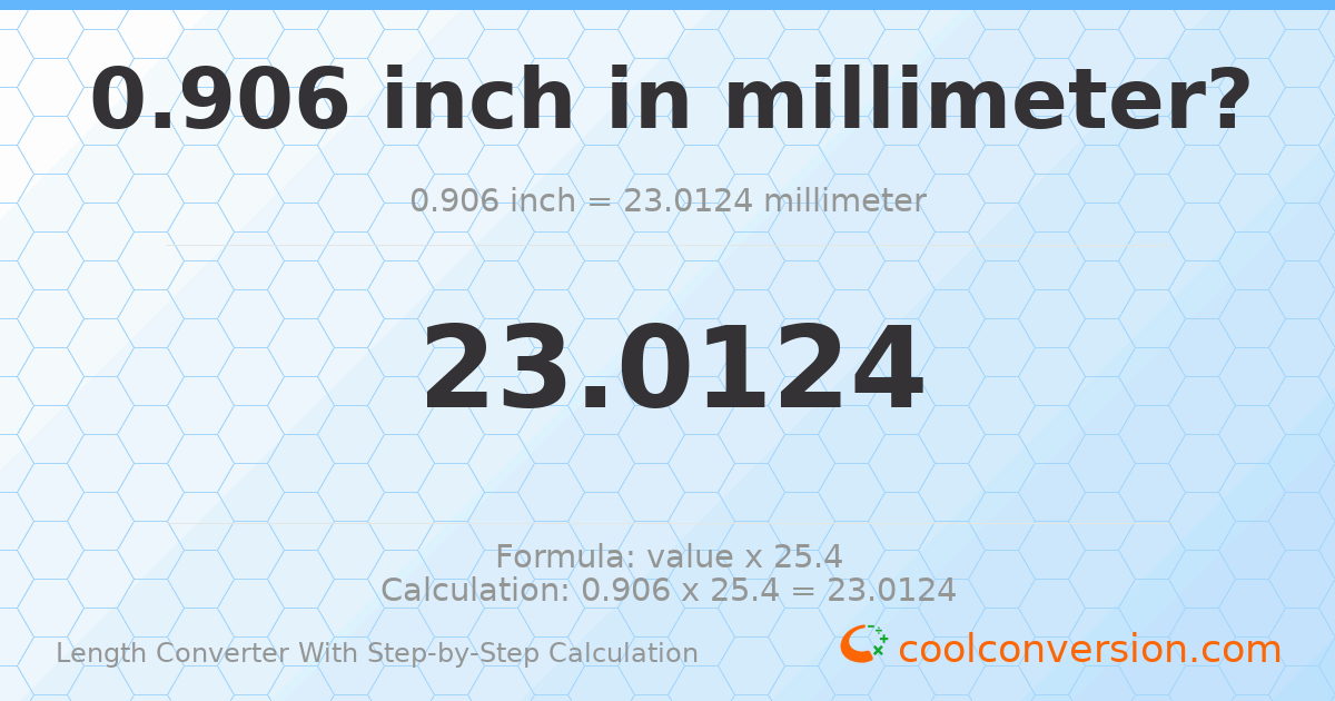 0.906 inches = 23.0124 millimeters