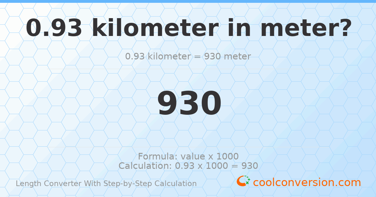 0.93 kilometers = 930 meters
