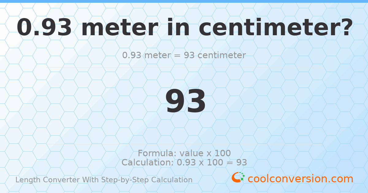 0.93 meters = 93 centimeters