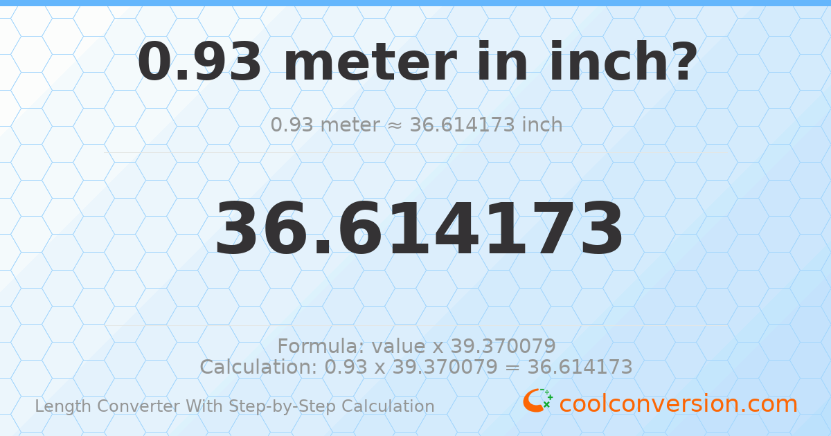 0.93 meters = 36.6142 inches