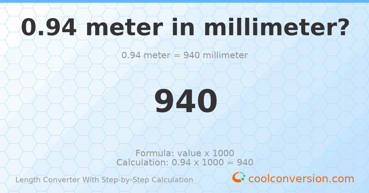 0.94 meters = 940 millimeters