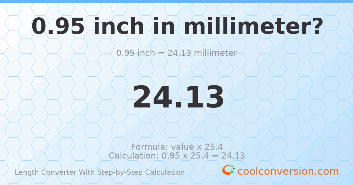 0.95 inches = 24.13 millimeters