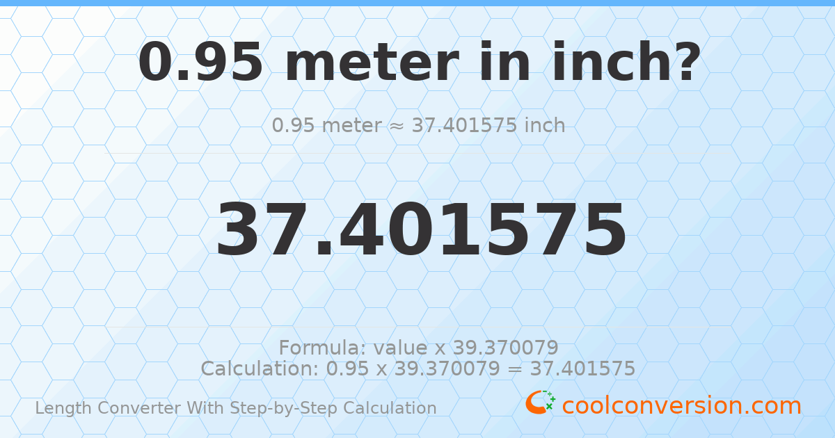 0.95 meters = 37.4016 inches
