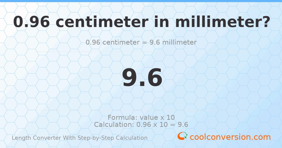 0.96 centimeters = 9.6 millimeters