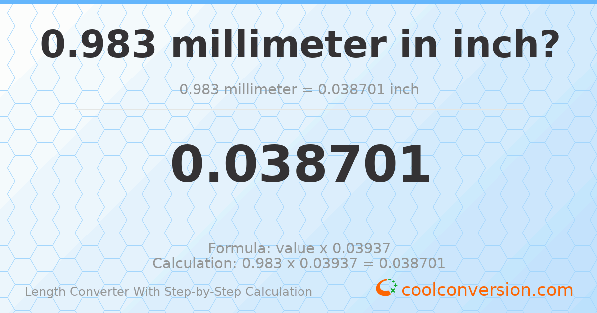 0.983 millimeters = 0.0387008 inches