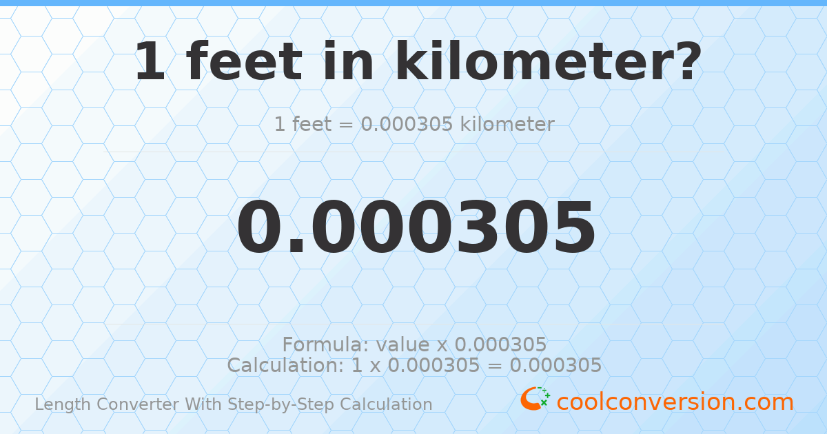 1 foot = 0.0003048 kilometers