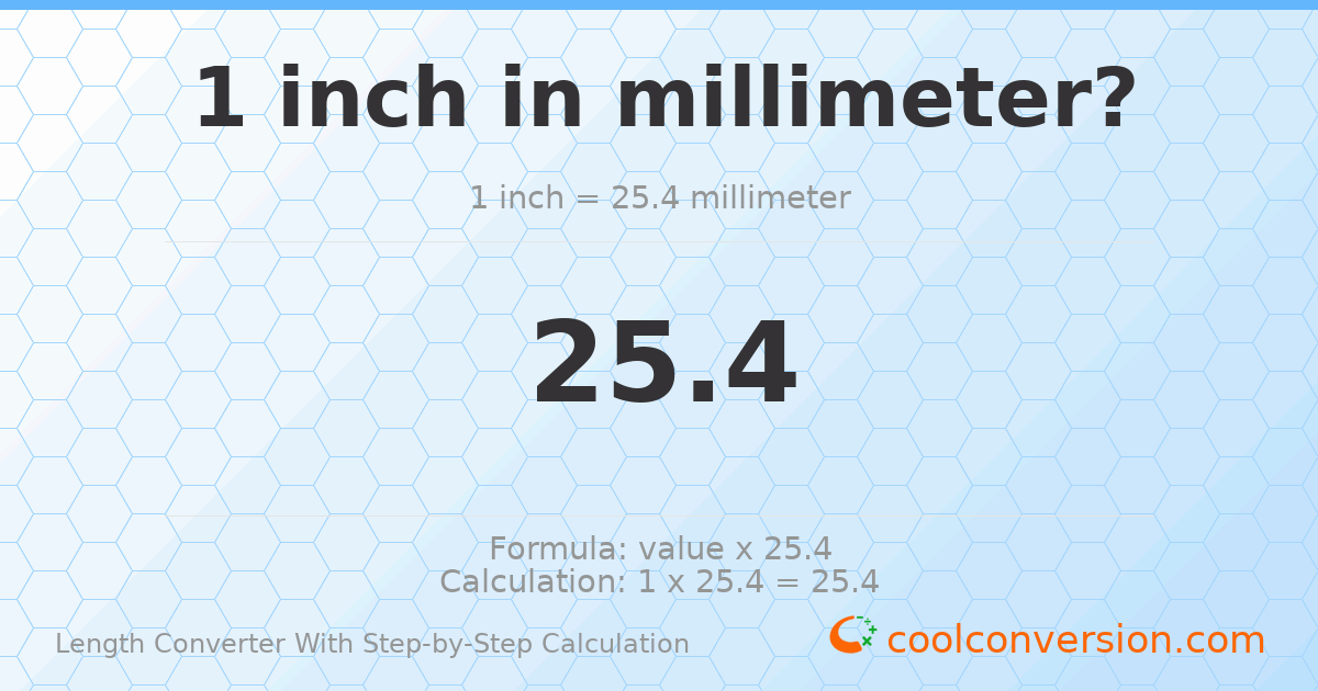 1 inch = 25.4 millimeters