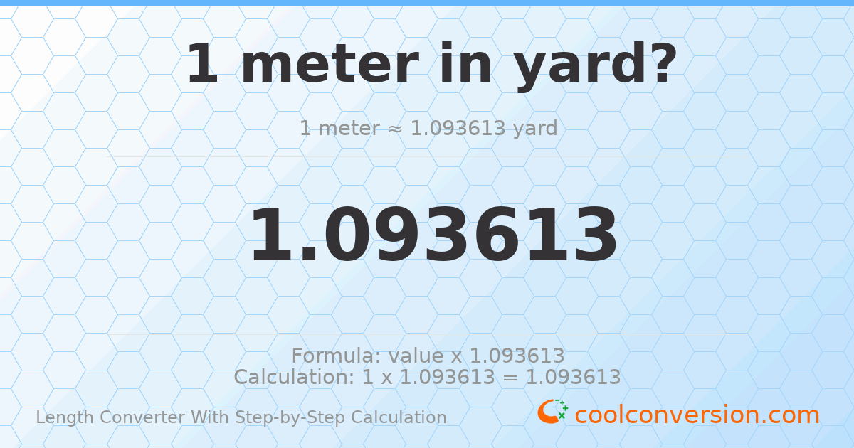 1 meter = 1.09361 yards