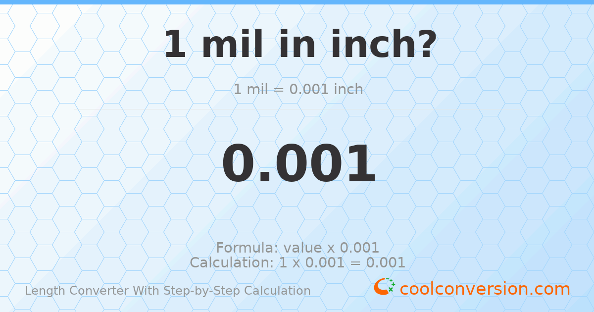 Mils to Inches Converter | 1 mil = 0.001 in