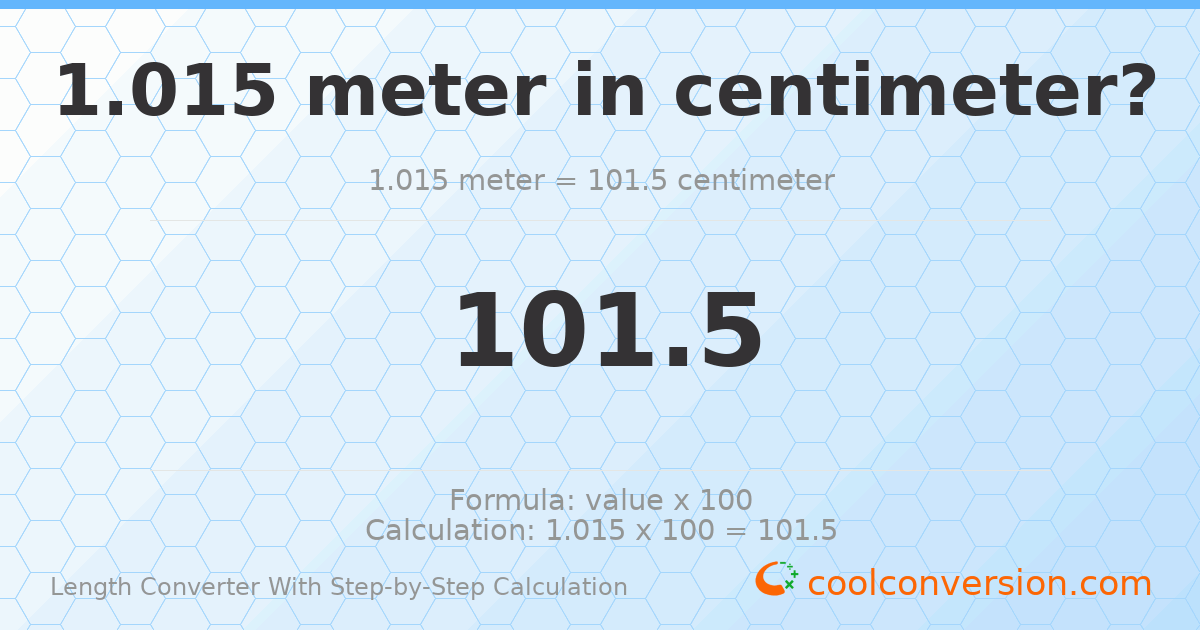 1.015 meters = 101.5 centimeters
