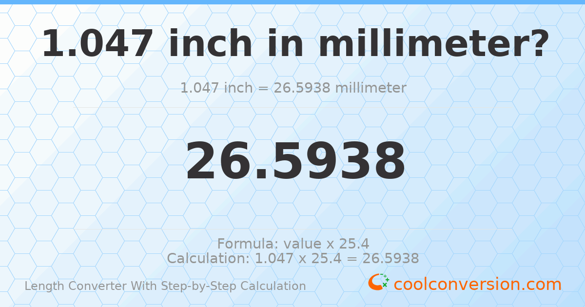 1.047 inches = 26.5938 millimeters