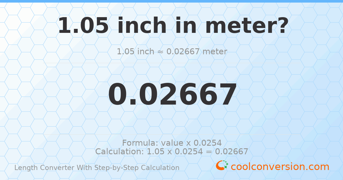 1.05 inches = 0.02667 meters