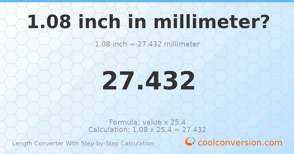 1.08 inches = 27.432 millimeters